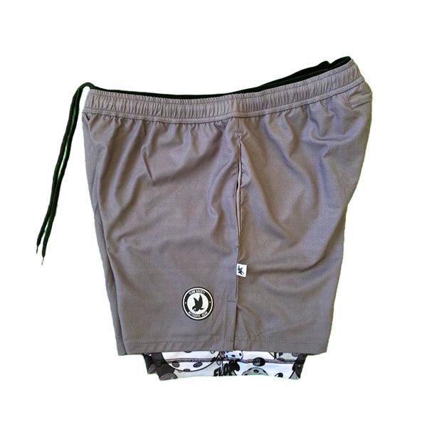 Men's 2-1 Compression Solid Charcoal Motley 7" Short