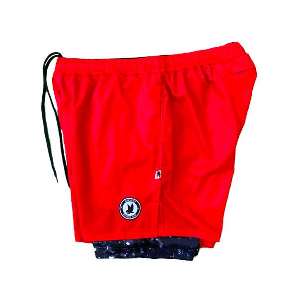 Mens 2-1 Compression Solid Red Rainmaker 7" Shorts