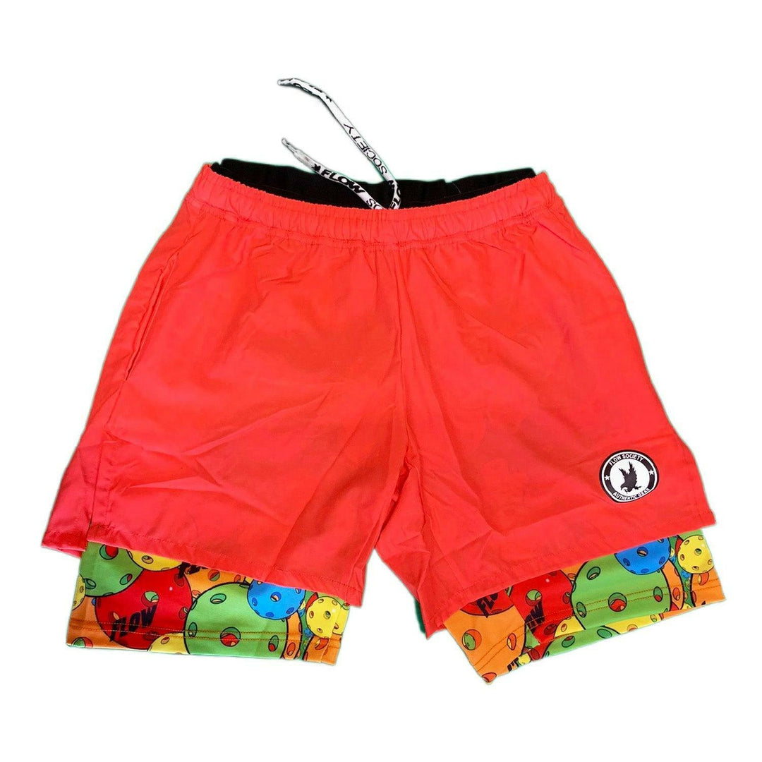 Boys 2-1 Compression Red/Motley Pickleball Shorts