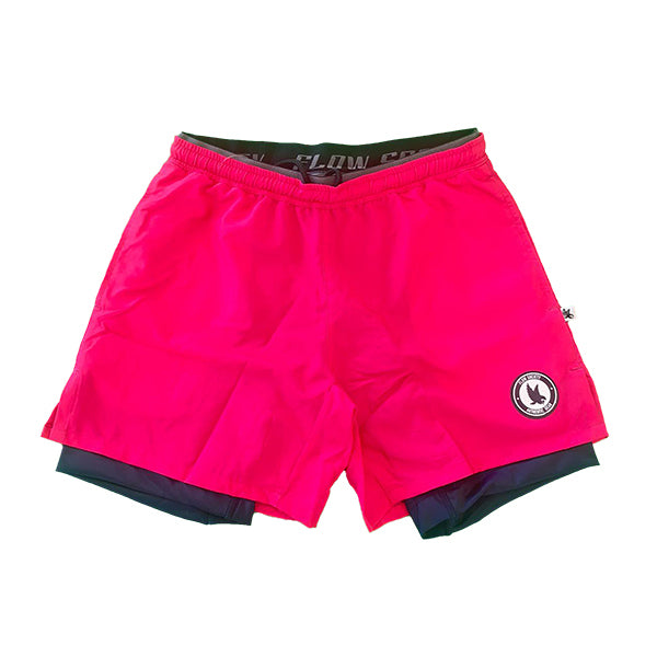 Flow Society Mens 2 1 Solid Compression Neon Pink with Navy Liner 7 Short Neon Pink Navy Liner A S