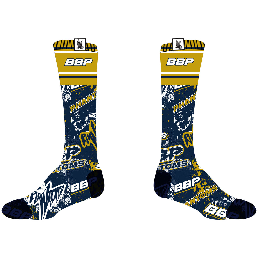 Youth BBP Phantoms Paisley Blue Knee High Sock