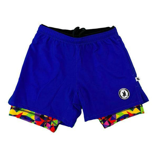 Boys 2-1 Solid Blue Kaleido Flow Compression Short