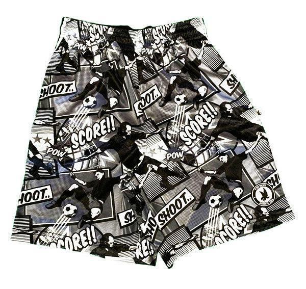 Mens Black and Silver Comic Soccer Attack Short