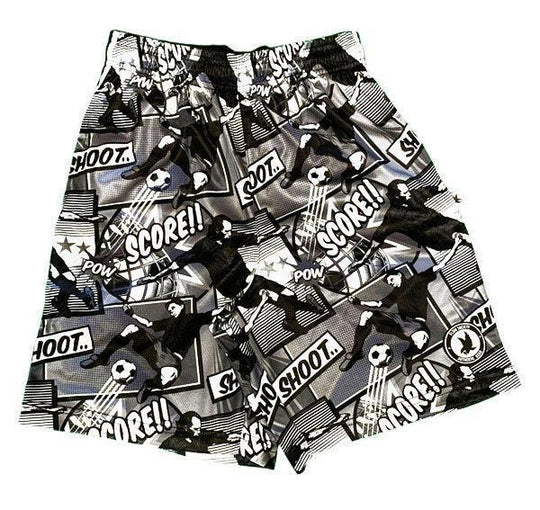 Mens Black and Silver Comic Soccer Attack Short