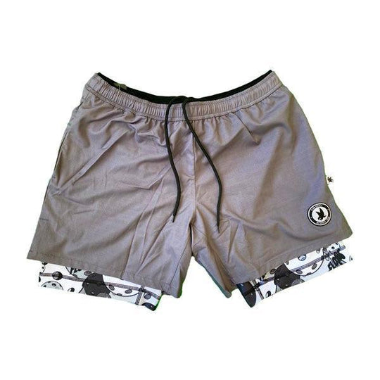 Men's 2-1 Compression Solid Charcoal Motley 7" Short