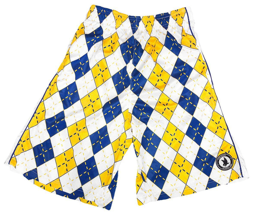 Mens Blue & Gold Argyle Shorts