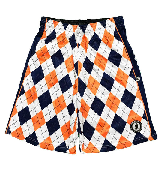 Mens Navy & Orange Argyle Attack Short