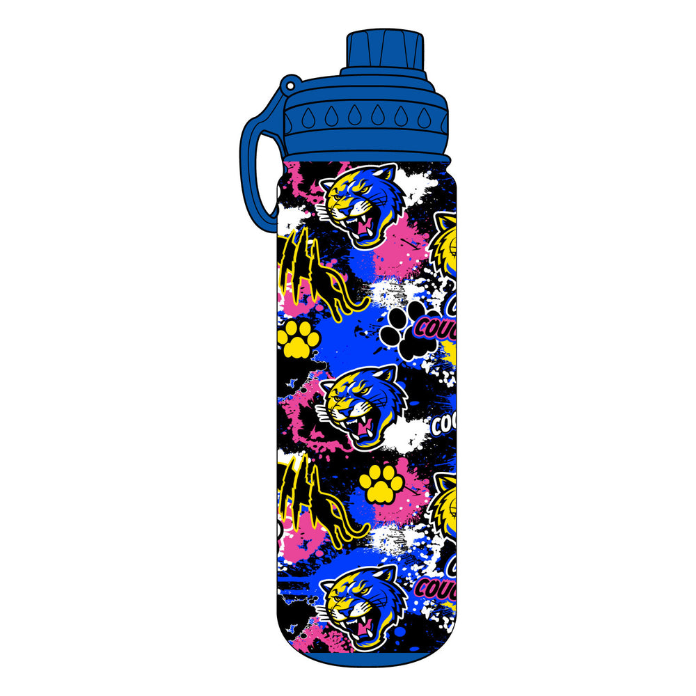 Coolidge Cougars Splatter 24 oz Stainless Steel Water Bottle