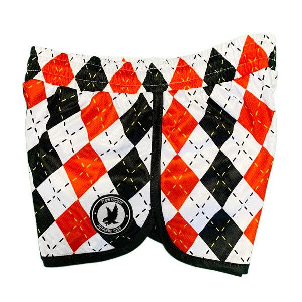 Girls White, Black & Red Argyle Attack Short