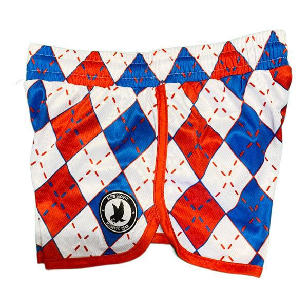 Girls & Womens Red, White & Blue Argyle Attack Short