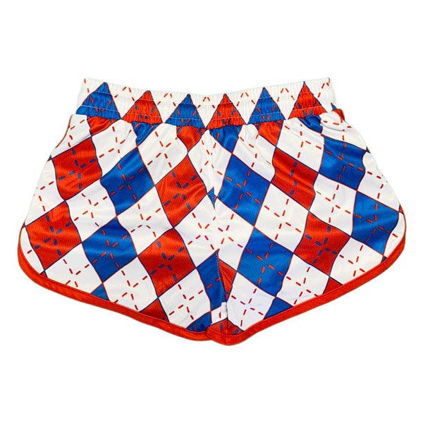 Girls & Womens Red, White & Blue Argyle Attack Short