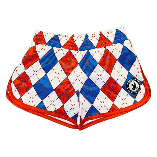 Girls & Womens Red, White & Blue Argyle Attack Short