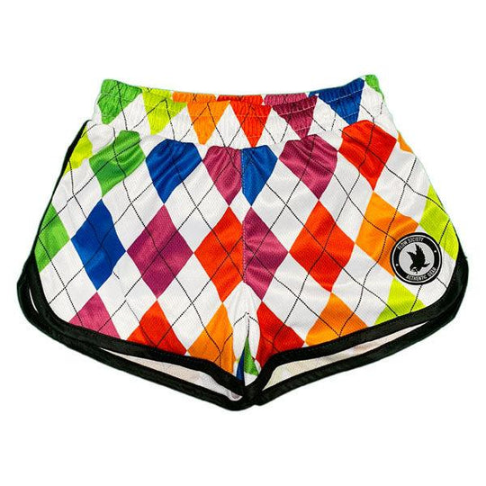 Girls & Womens New Neon Argyle Short