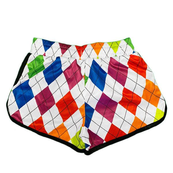 Girls & Womens New Neon Argyle Short