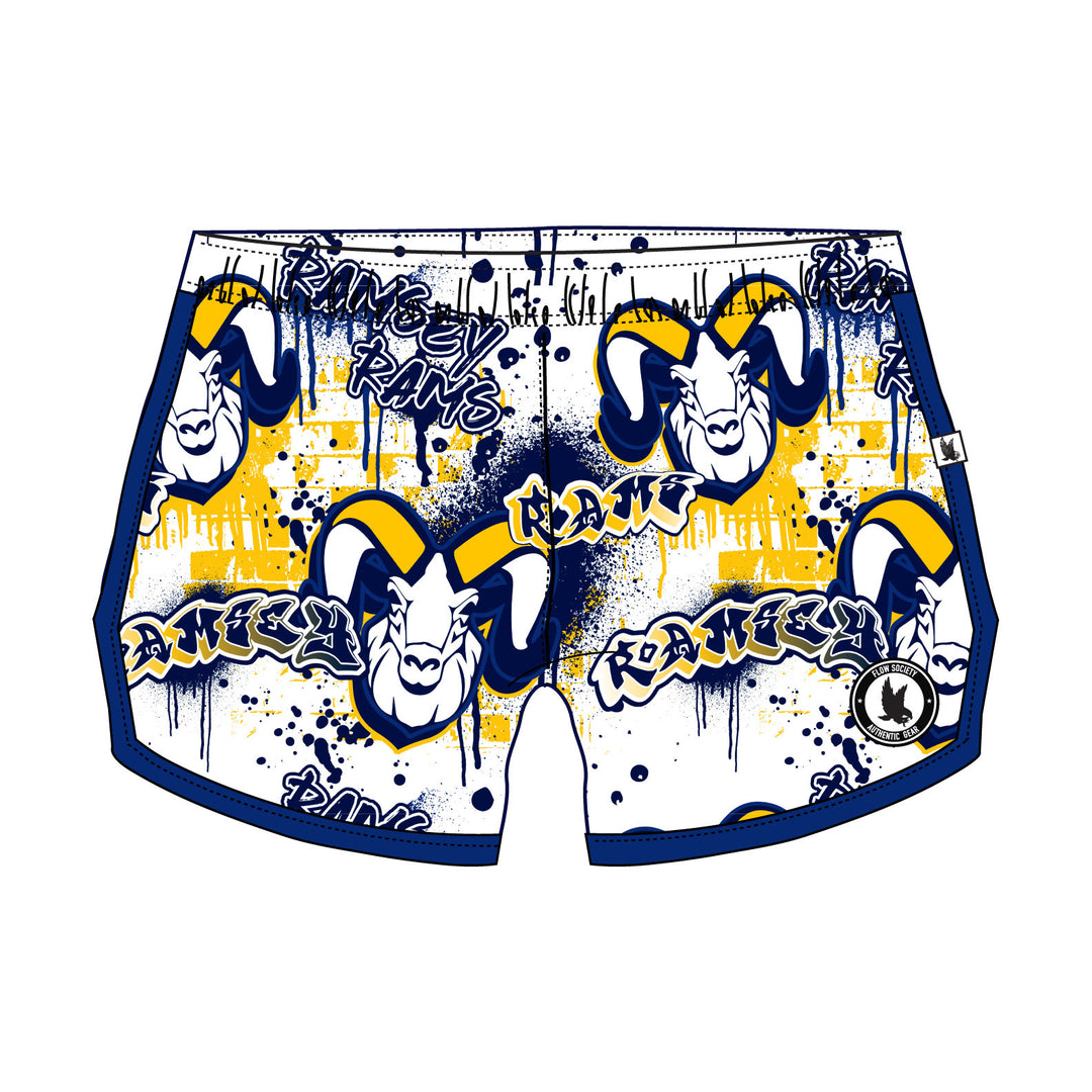 Girls & Womens Ramsey Rams Graffiti White Short
