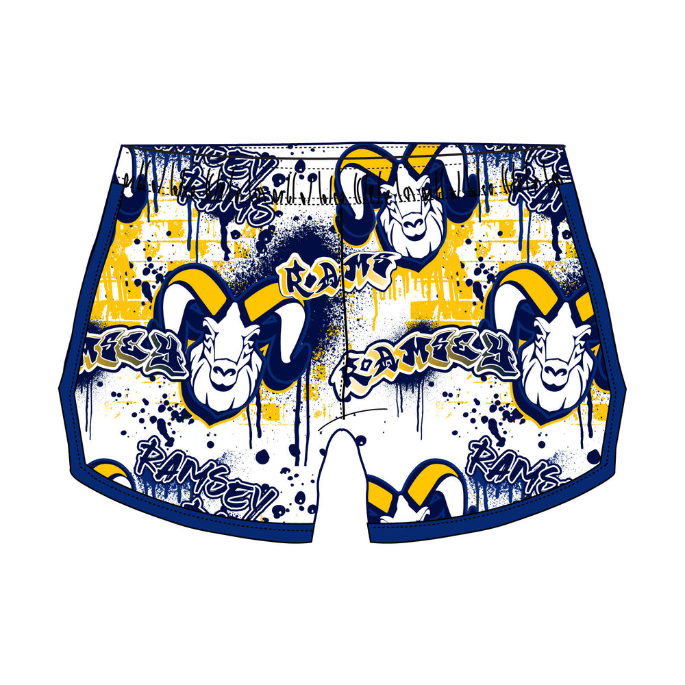 Girls & Womens Ramsey Rams Graffiti White Short