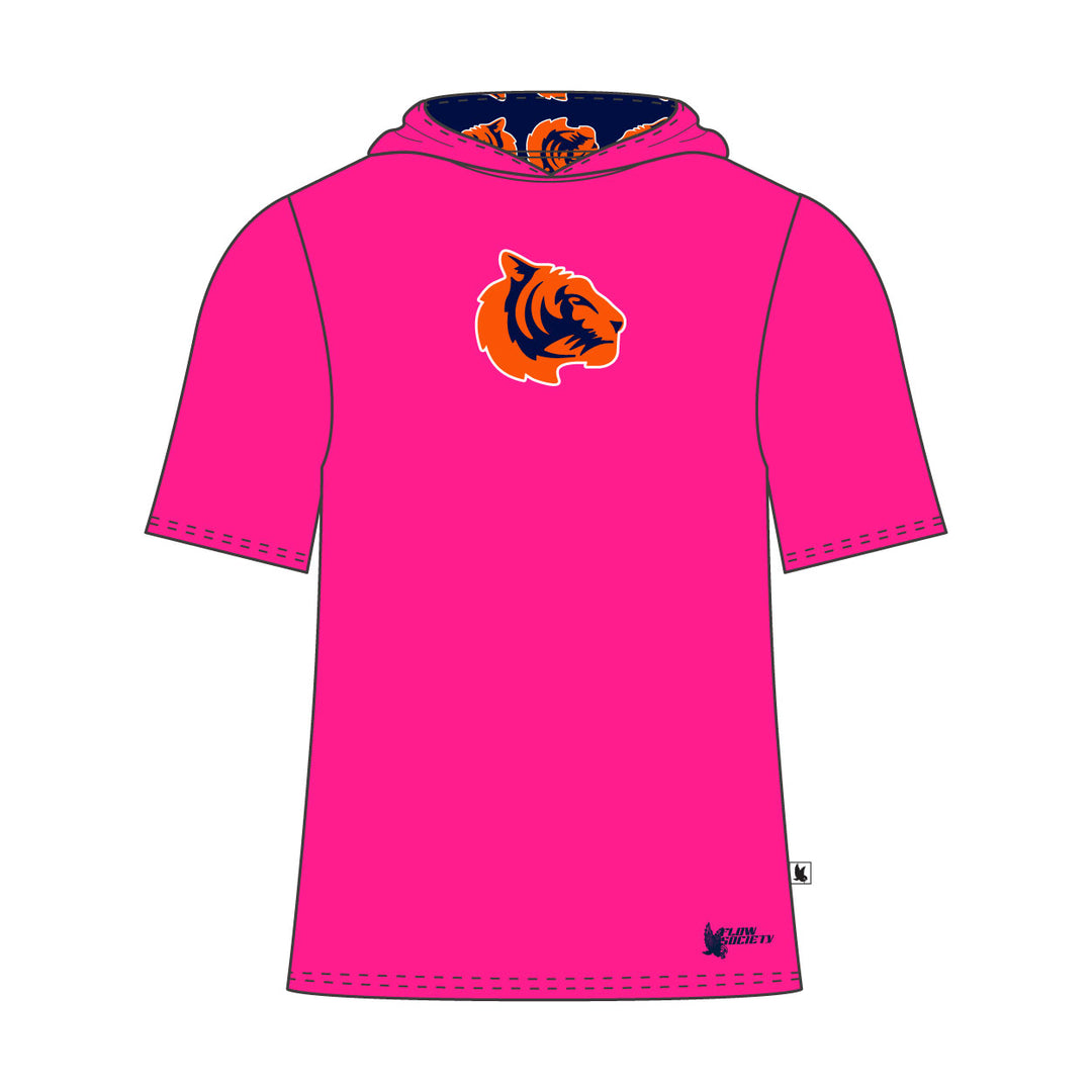 Youth & Adult Mendham Tigers Gradient Short Sleeve Hooded Pink Tee Shirt
