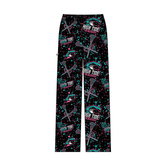 Youth & Adult High Tide Lacrosse Splatter Black & Pink Lounge Pant
