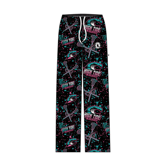 Youth & Adult High Tide Lacrosse Splatter Black & Pink Lounge Pant