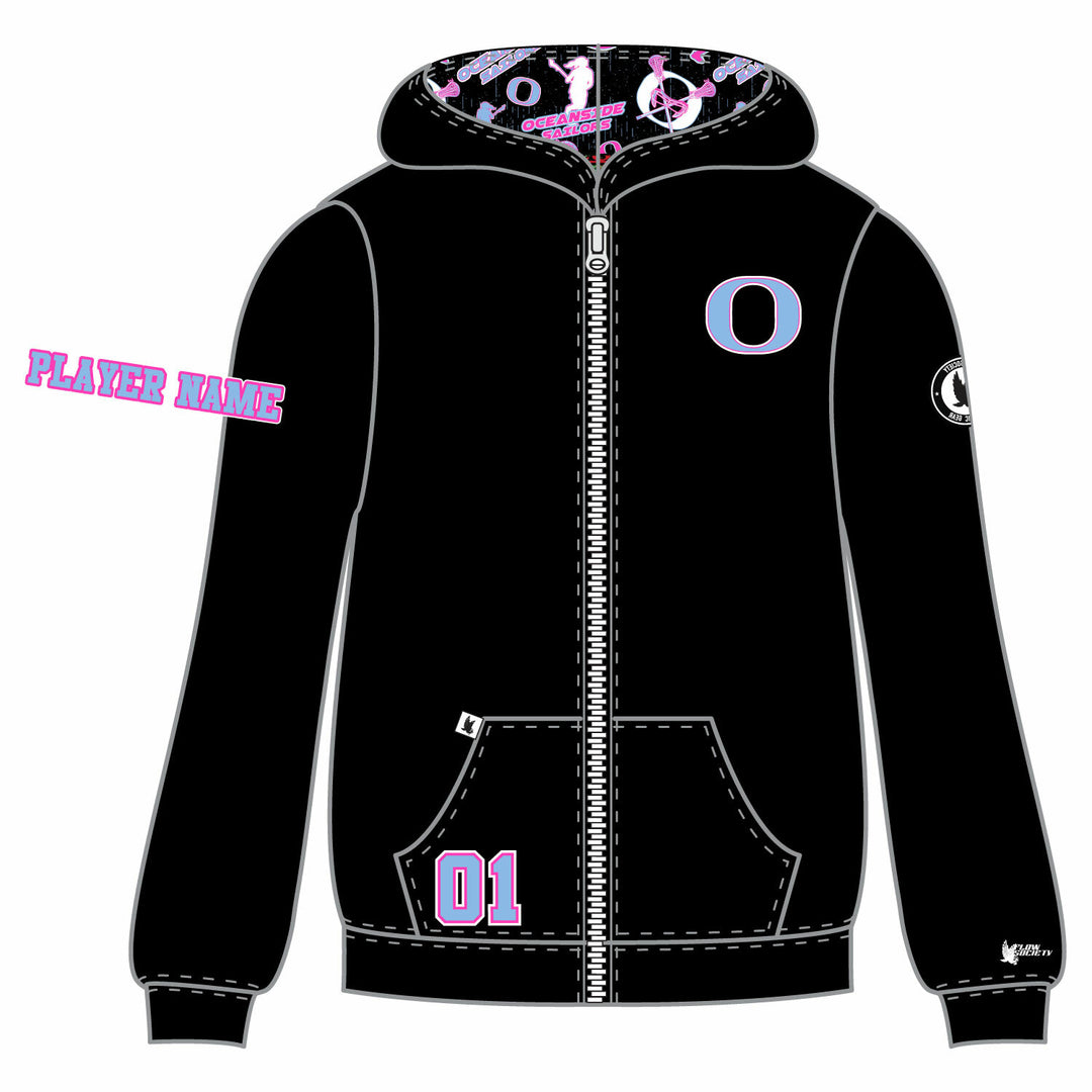 Girls & Womens Oceanside Sailors Lacrosse Zipper Hoodie - 3 colors!