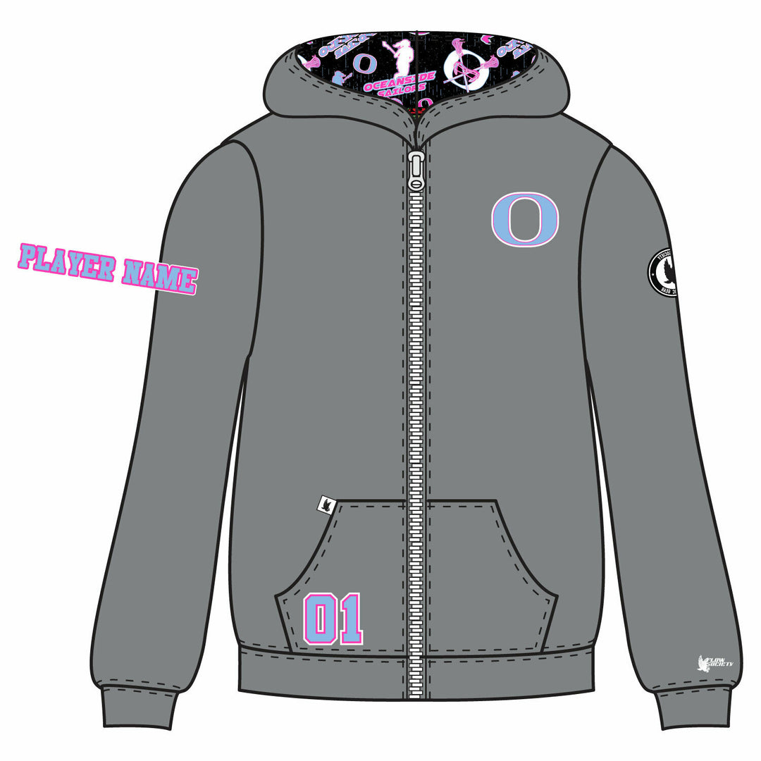 Girls & Womens Oceanside Sailors Lacrosse Zipper Hoodie - 3 colors!