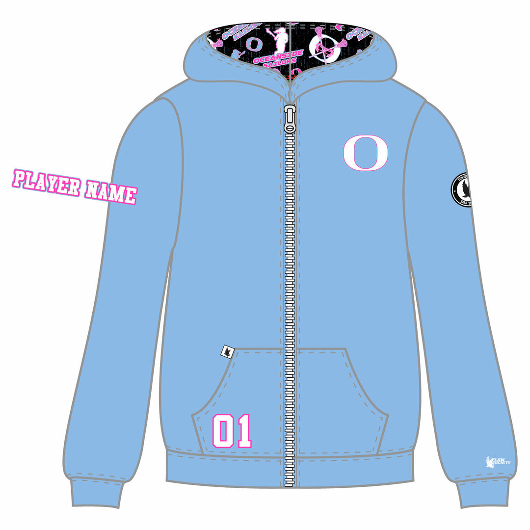 Girls & Womens Oceanside Sailors Lacrosse Zipper Hoodie - 3 colors!