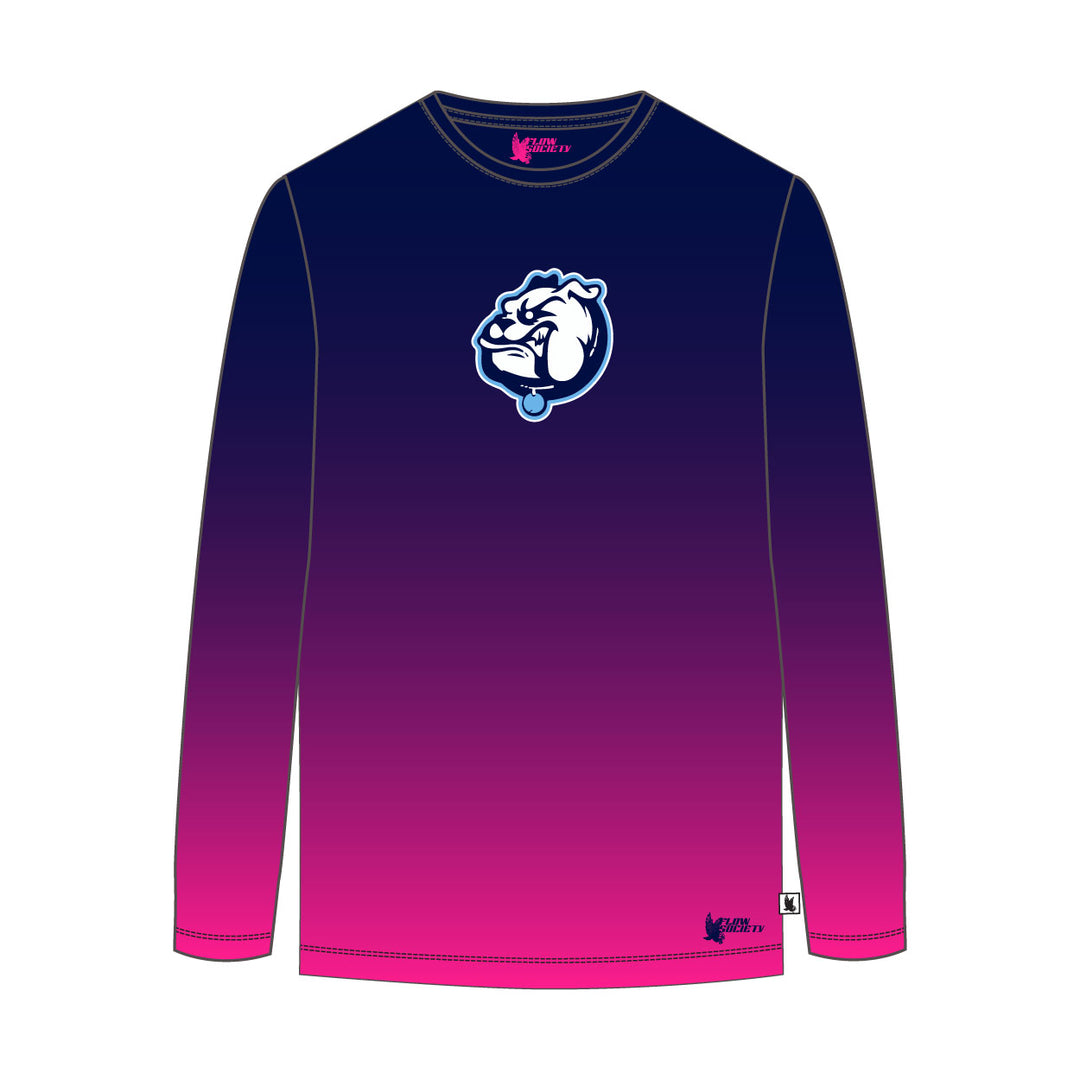 Youth & Adult Mendham Bulldogs Gradient Long Sleeve Pink Tee Shirt