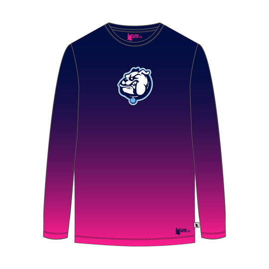 Youth & Adult Mendham Bulldogs Gradient Long Sleeve Pink Tee Shirt