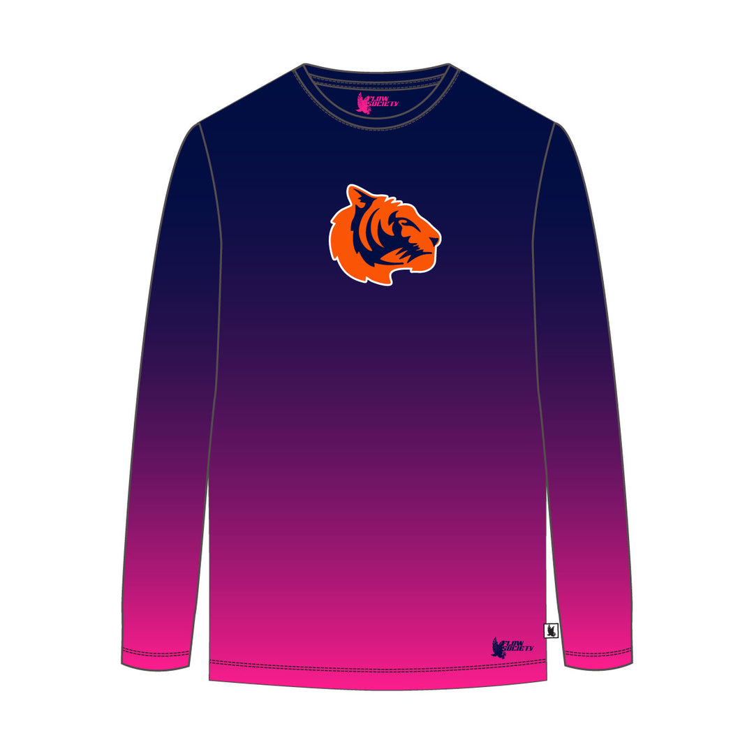 Youth & Adult Mendham Tigers Gradient Long Sleeve Pink Tee Shirt