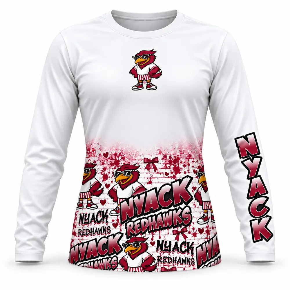Girls & Womens Nyack Redhawks Long Sleeve Tee Shirt - 2 colors