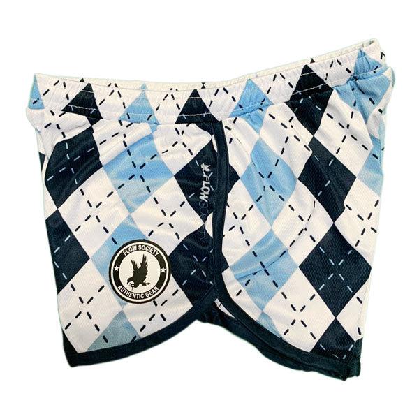 Girls & Womens Blue & White Argyle Attack Short