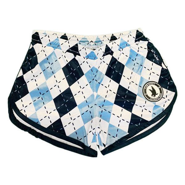 Girls & Womens Blue & White Argyle Attack Short