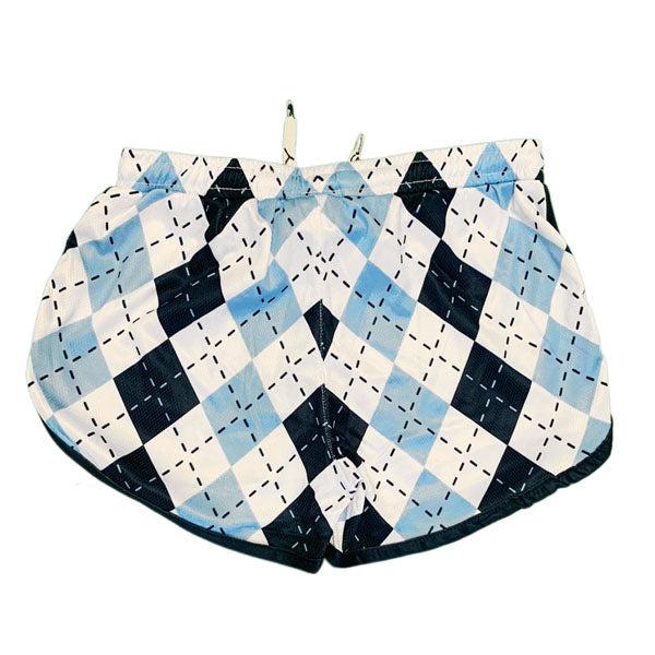 Girls & Womens Blue & White Argyle Attack Short