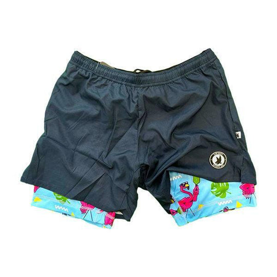 Boys 2-1 Compression Navy/Flamingo Liner Short