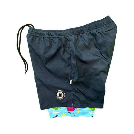 Boys 2-1 Compression Navy/Flamingo Liner Short