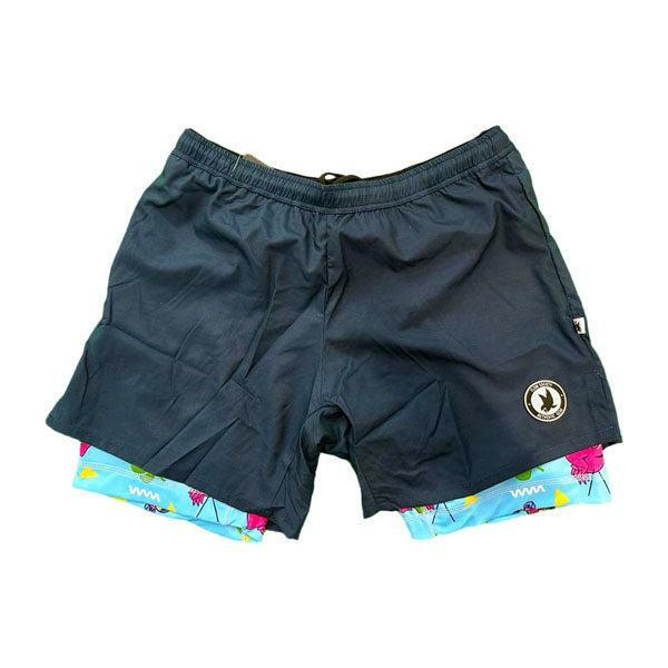 Boys 2-1 Compression Navy/Flamingo Liner Short