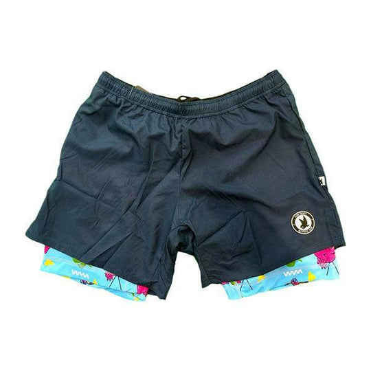 Boys 2-1 Compression Navy/Flamingo Liner Short