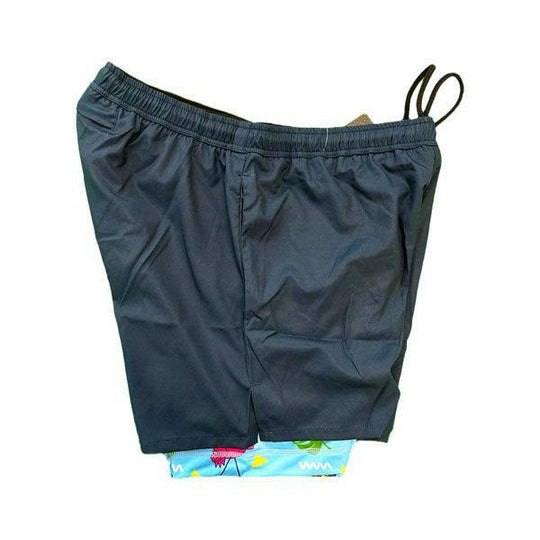 Boys 2-1 Compression Navy/Flamingo Liner Short