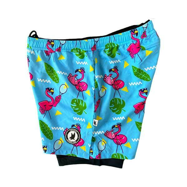 Boys 2-1 Compression Blue Flamingo/Navy Liner Tennis Short