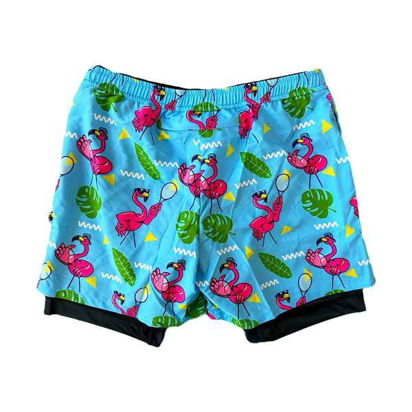 Boys 2-1 Compression Blue Flamingo/Navy Liner Tennis Short
