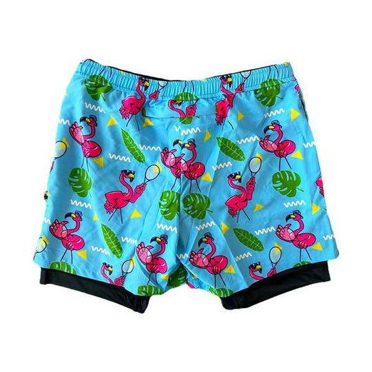 Boys 2-1 Compression Blue Flamingo/Navy Liner Tennis Short