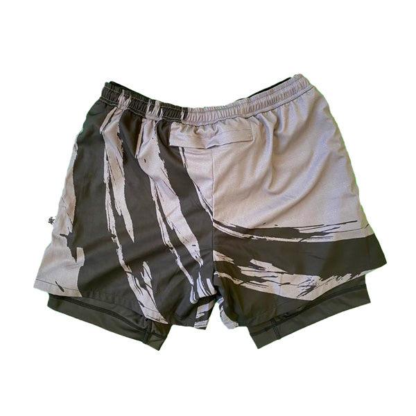 Mens 2-1 Compression Enso Charcoal/Black 7" Shorts