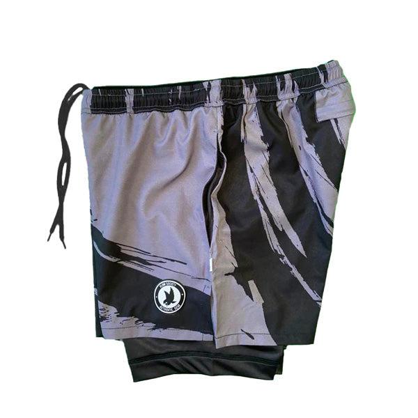 Mens 2-1 Compression Enso Charcoal/Black 7" Shorts