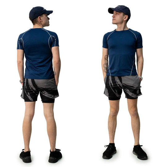 Mens 2-1 Compression Enso Charcoal/Black 7" Shorts