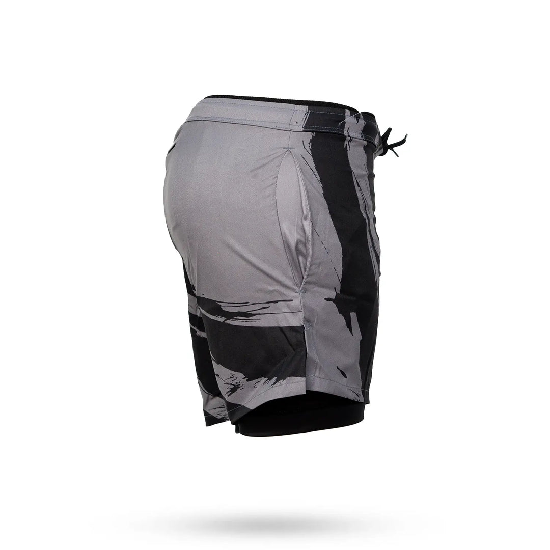 Mens 2-1 Compression Enso Charcoal/Black 7" Shorts