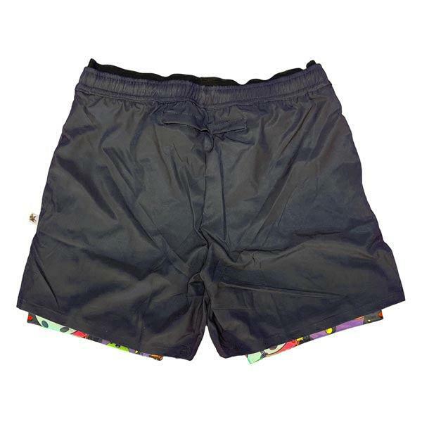 Boys 2-1 Compression Navy/Neon Motley Pickleball Shorts