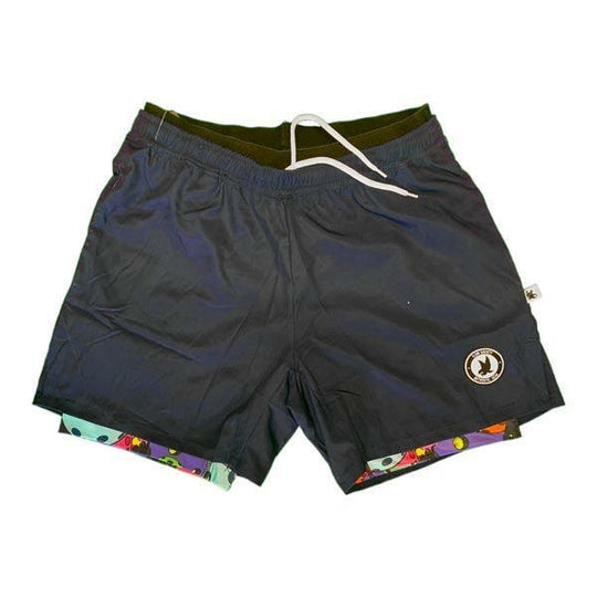 Boys 2-1 Compression Navy/Neon Motley Pickleball Shorts