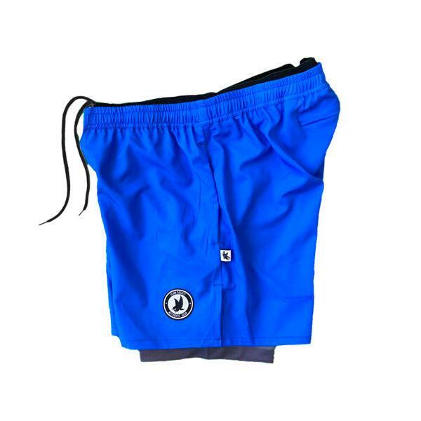 Boys 2-1 Royal & Charcoal Compression Solid Short