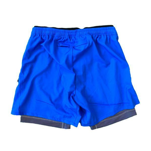 Boys 2-1 Royal & Charcoal Compression Solid Short