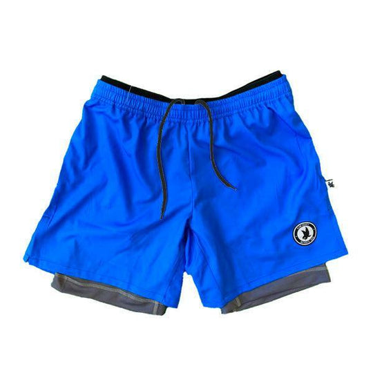 Boys 2-1 Royal & Charcoal Compression Solid Short